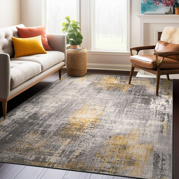 World Rug Gallery Dublin Contemporary Abstract Area Rug - Yellow 3'3"x5'