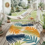 World Rug Gallery Evora Palm Frond Indoor/Outdoor Area Rug - Multi - 5 ...