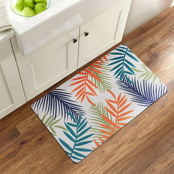 World Rug Gallery Floral Leaves Anti Fatigue Kitchen, Laundry Room, Comfort Indoor Mat, Door Mat - MULTI 18'x30'