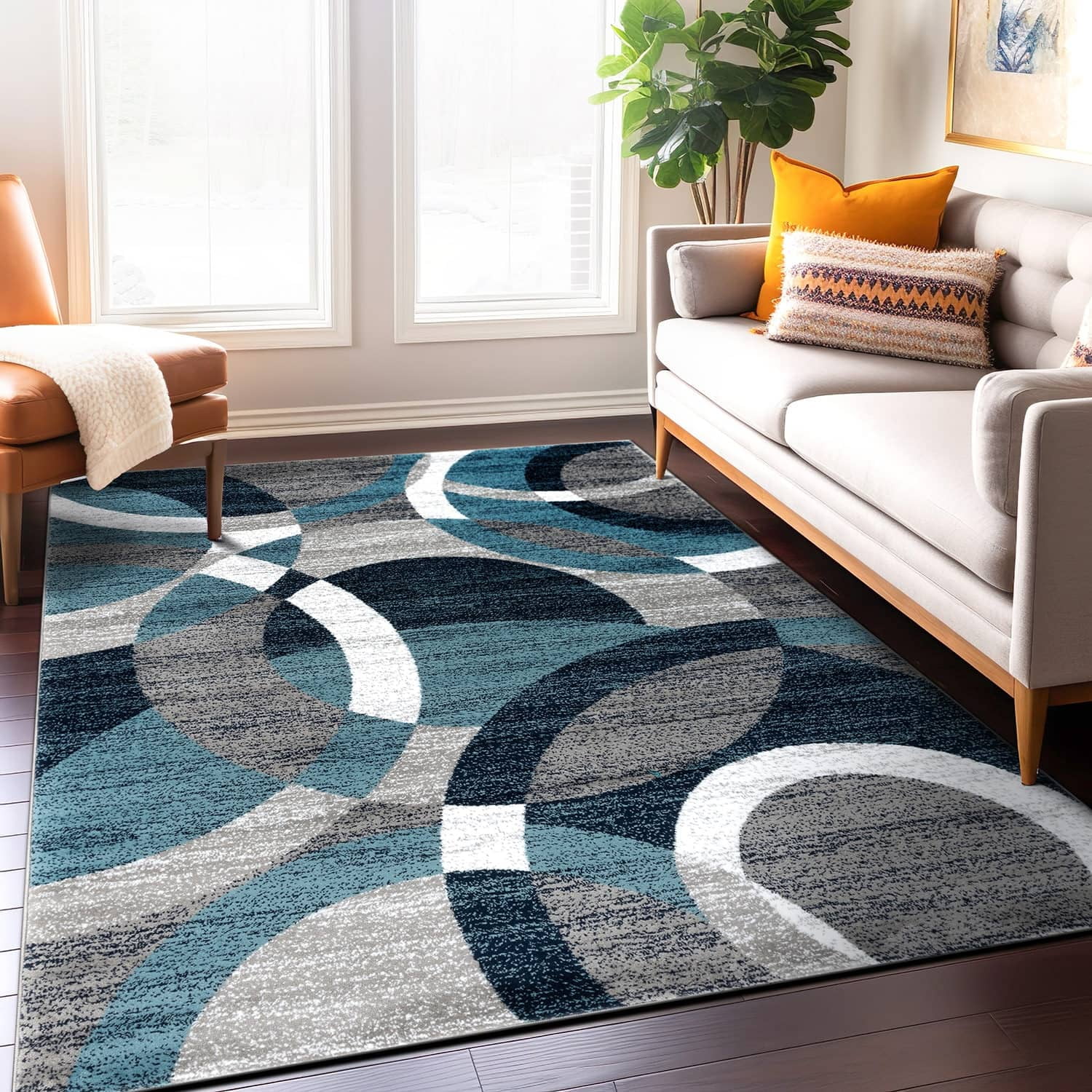 Gray Geometric 12' x 15' Stain-Resistant Area Rug
