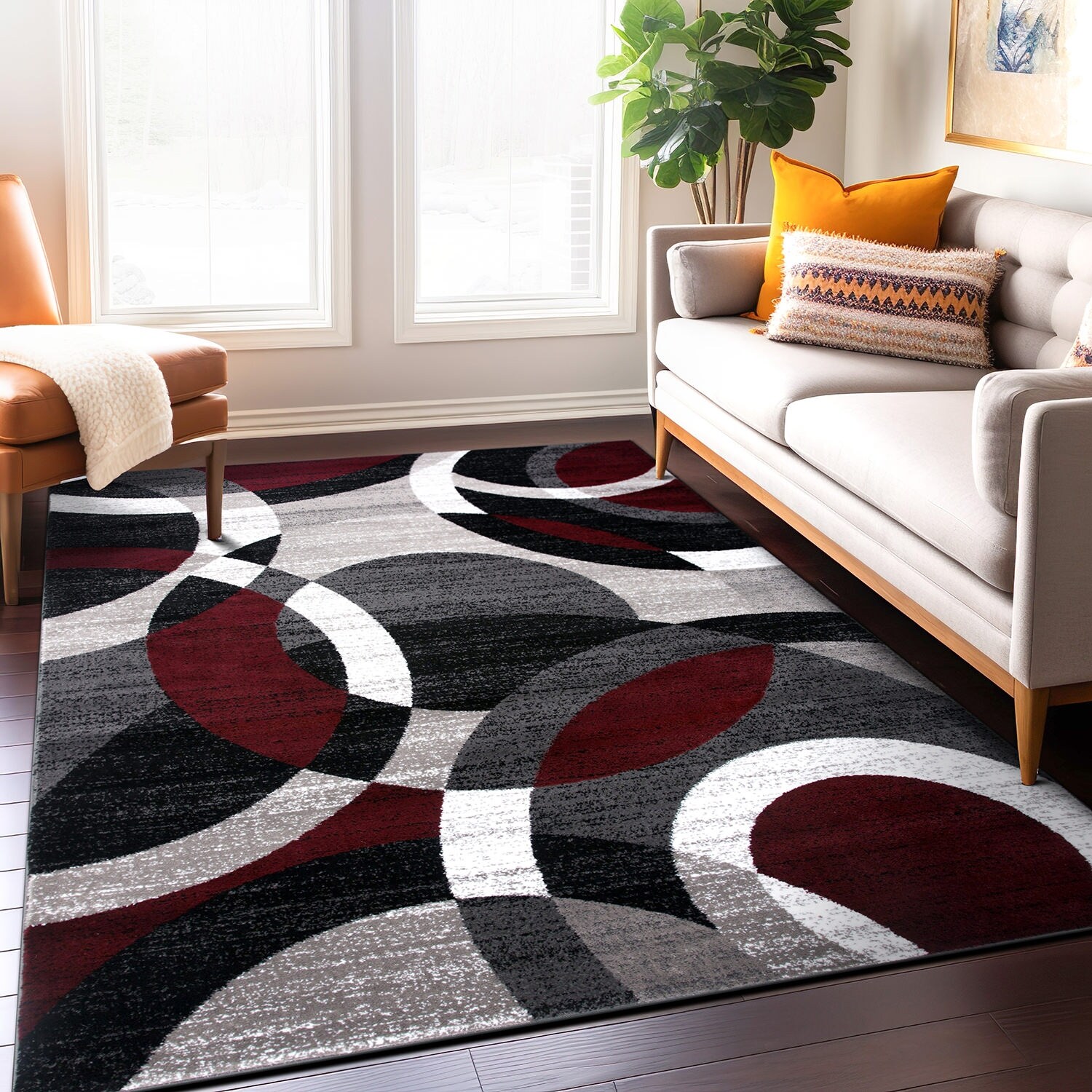 "World Rug Gallery Abstract Geometric Circles Area Rug, 7'10"" x 10'2