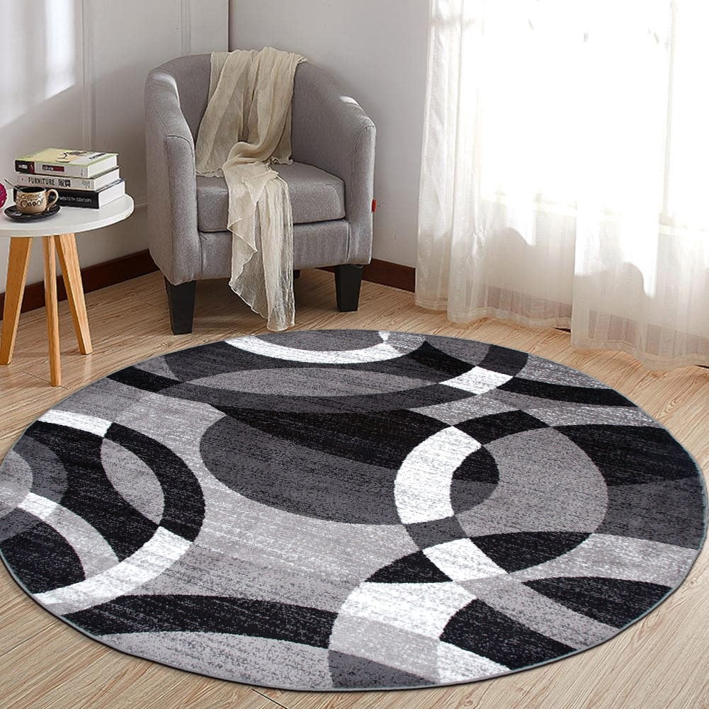 World Rug Gallery Geometric Circles Gray 6'6