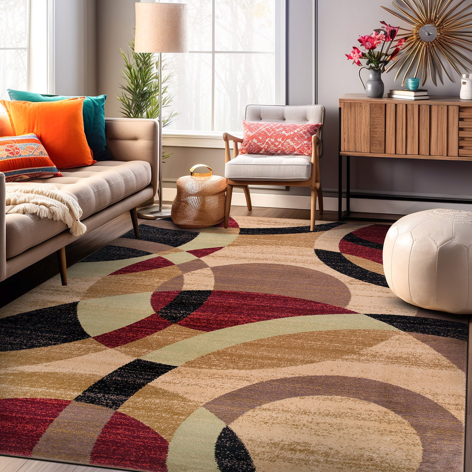 Multicolor Geometric 8' x 10' Synthetic Area Rug