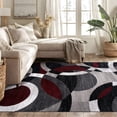 thumbnail image 1 of World Rug Gallery Geometric Circles Red 6'6" x 9' Area Rug, 1 of 7