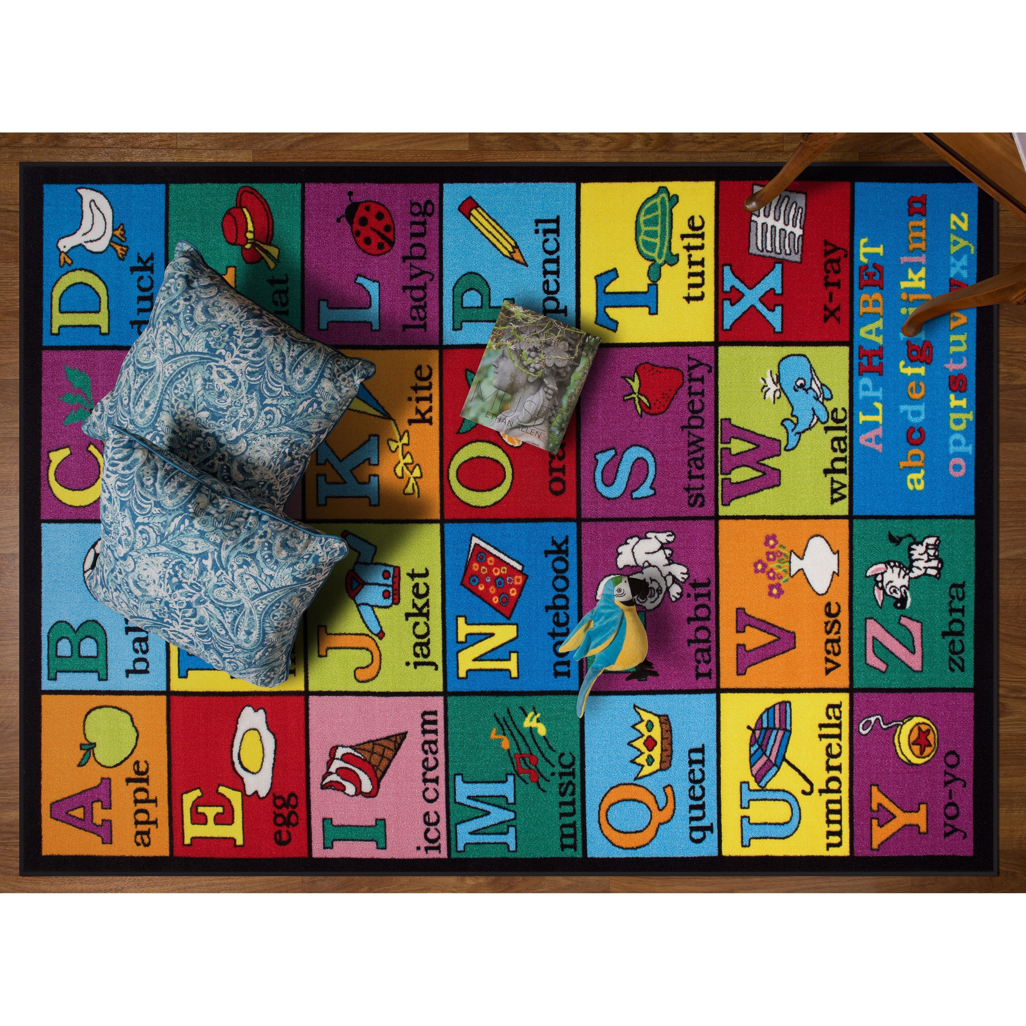 Multicolor Synthetic Alphabet Educational Kids Area Rug 3'3" x 4'7"