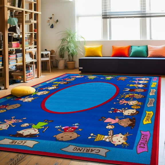 World Rug Gallery Kids Educational Learning Non Slip Area Rug - MULTI 5'X7'