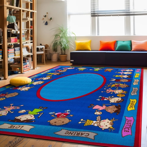 World Rug Gallery Kids Educational Learning Non Slip Area Rug - MULTI 7'10"x10'