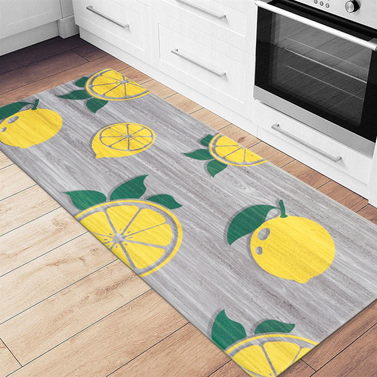 Gray Synthetic Non-slip Rectangular Anti-fatigue Kitchen Mat