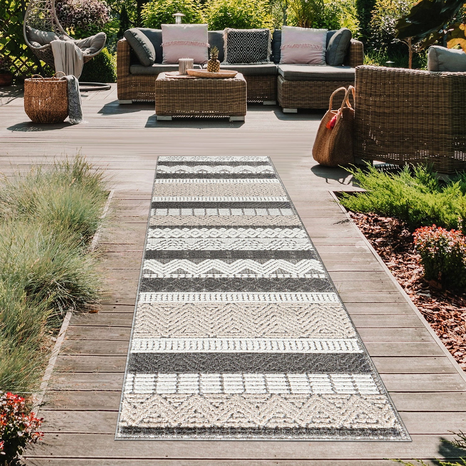 World Rug Gallery Marbella Contemporary Boho Indoor/Outdoor Area Rug ...