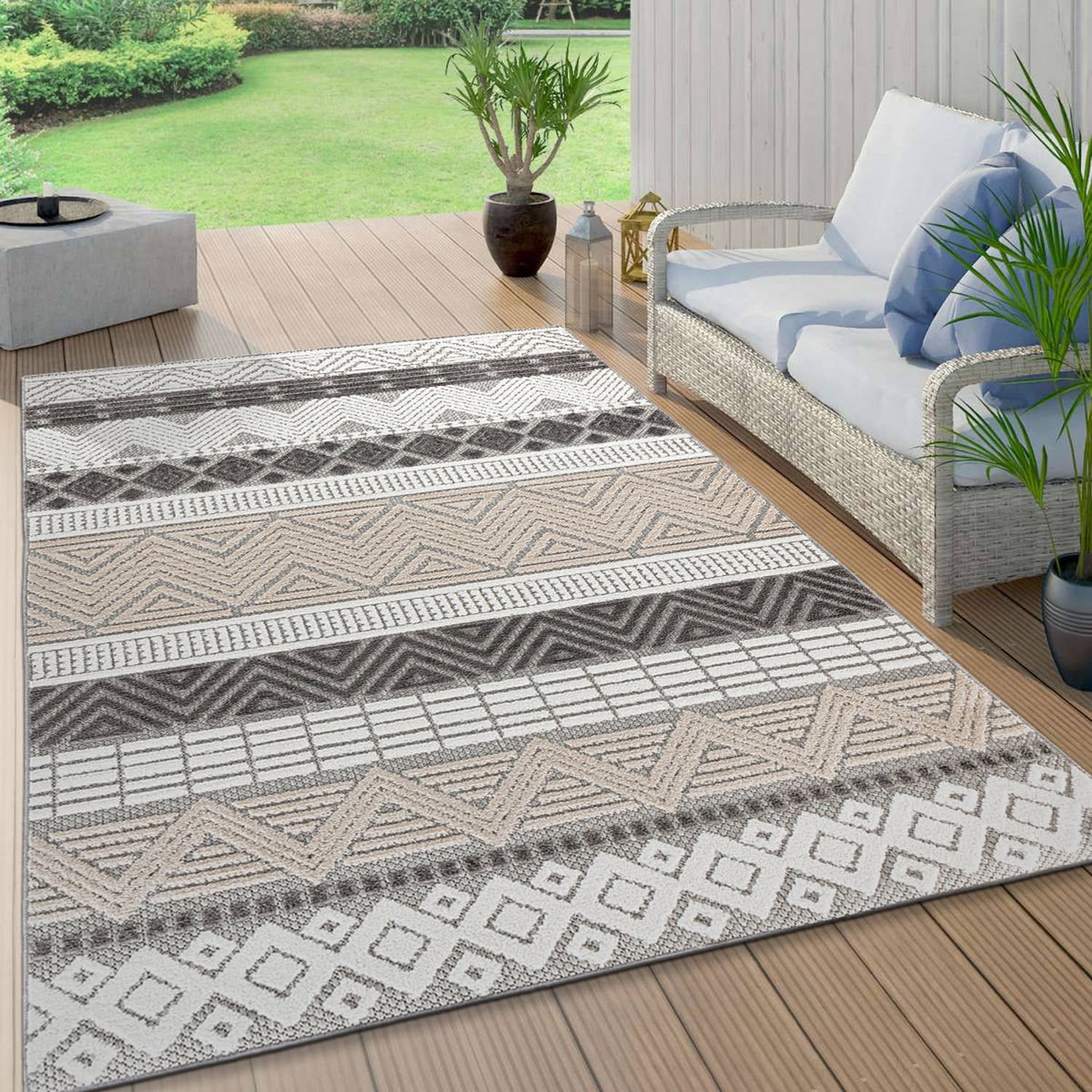 World Rug Gallery Marbella Contemporary Boho Indoor/Outdoor Area Rug ...