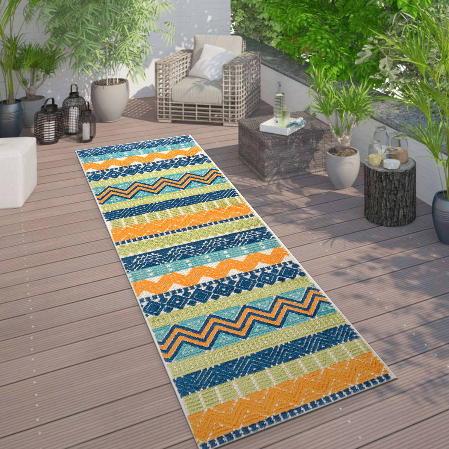 World Rug Gallery Marbella Contemporary Boho Indoor/Outdoor Area Rug ...