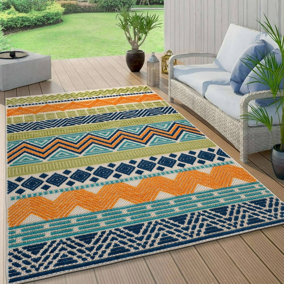 World Rug Gallery Marbella Contemporary Boho Indoor/Outdoor Area Rug ...