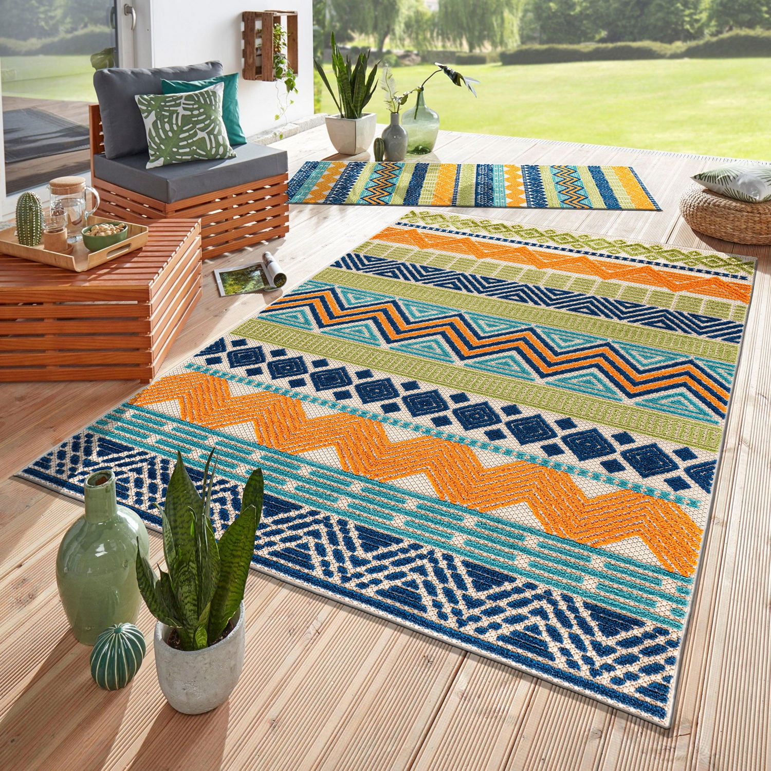 World Rug Gallery Marbella Contemporary Boho Indoor/Outdoor Area Rug ...