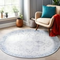 thumbnail image 1 of World Rug Gallery Medallion Boho Machine Washable 8' Round Blue Indoor Area Rug, 1 of 8
