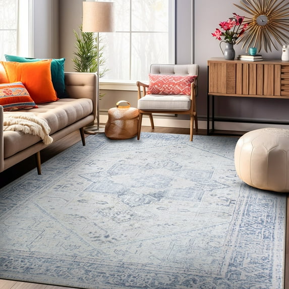 World Rug Gallery Medallion Boho Machine Washable Area Rug 7' 7" x 9' 6"