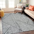 thumbnail image 1 of World Rug Gallery Minimal Stripe Geometric Stripe Shag Rug – White – Soft, Durable – Great for Living Room or Dining Room - WHITE 5'x7', 1 of 9