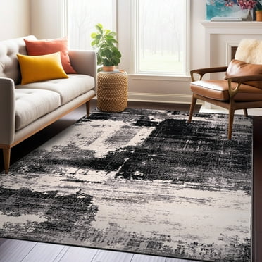 World Rug Gallery Modern Abstract Design Area Rug - Black 5'x7'