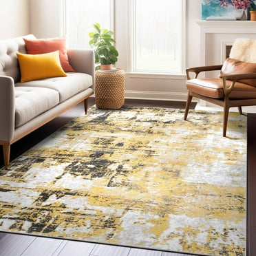 World Rug Gallery Modern Abstract Reflections Area Rug - YELLOW 5'x7'