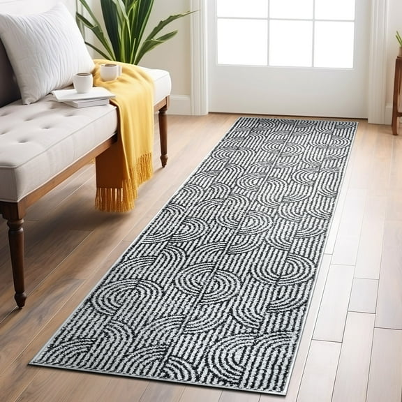 World Rug Gallery Modern Arch Pattern Stripe Area Rug - CREAM 2'x7'