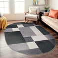 thumbnail image 1 of World Rug Gallery Modern Boxes Design Non-slip (Non-skid) Area Rug - Gray 5'x6'6" Oval, 1 of 8