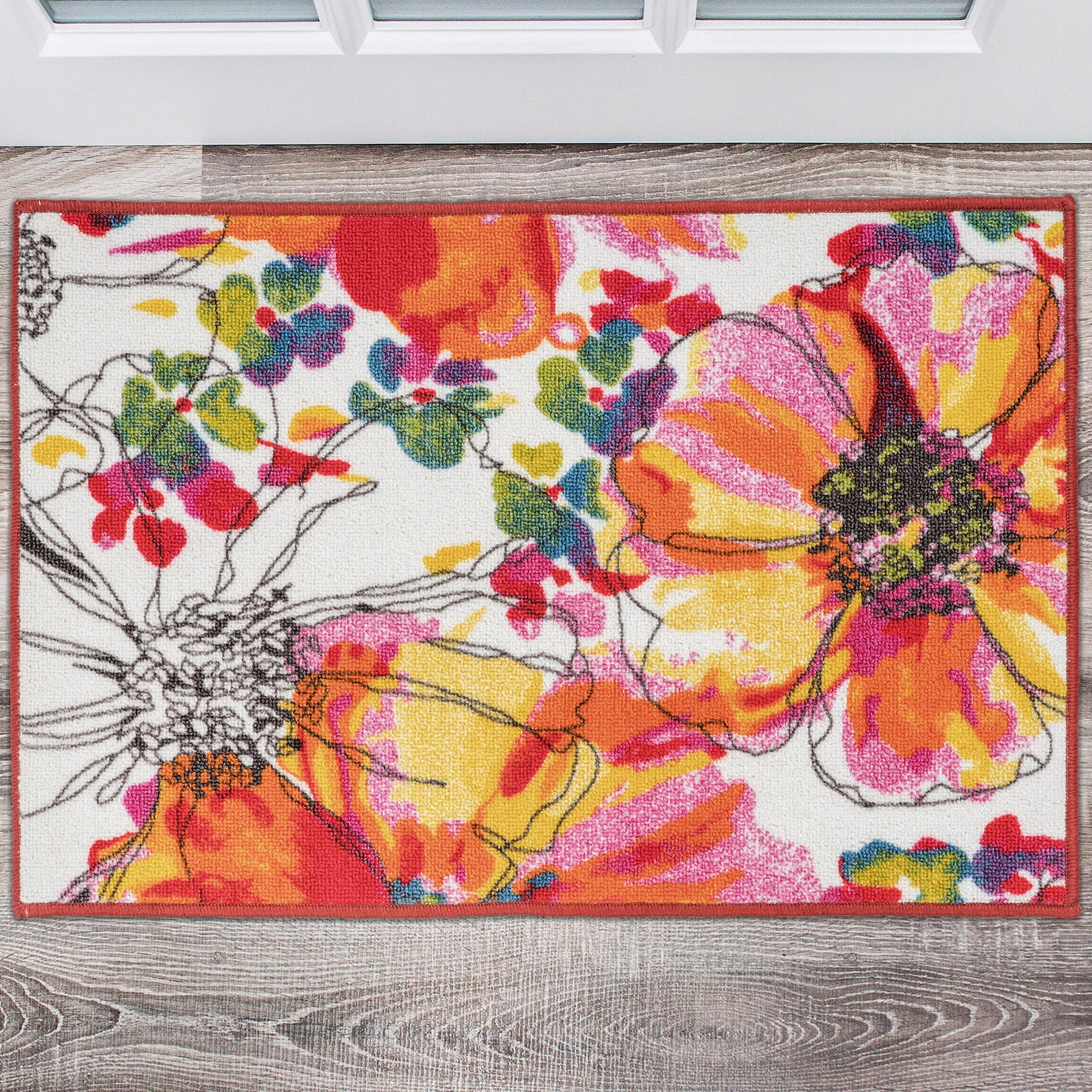 Vibrant Floral Tufted Synthetic Washable Rug - 20" x 30"