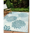 thumbnail image 1 of World Rug Gallery Modern Floral Aloha Reversible Recycled Plastic Outdoor Picnic Mat, Camping Rug, RV Rug - BLUE 3'3"x5', 1 of 9