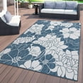 thumbnail image 1 of World Rug Gallery Modern Floral Flowers Textured Flat Weave Indoor/Outdoor Area Rug - NAVY 7'10"X10', 1 of 9