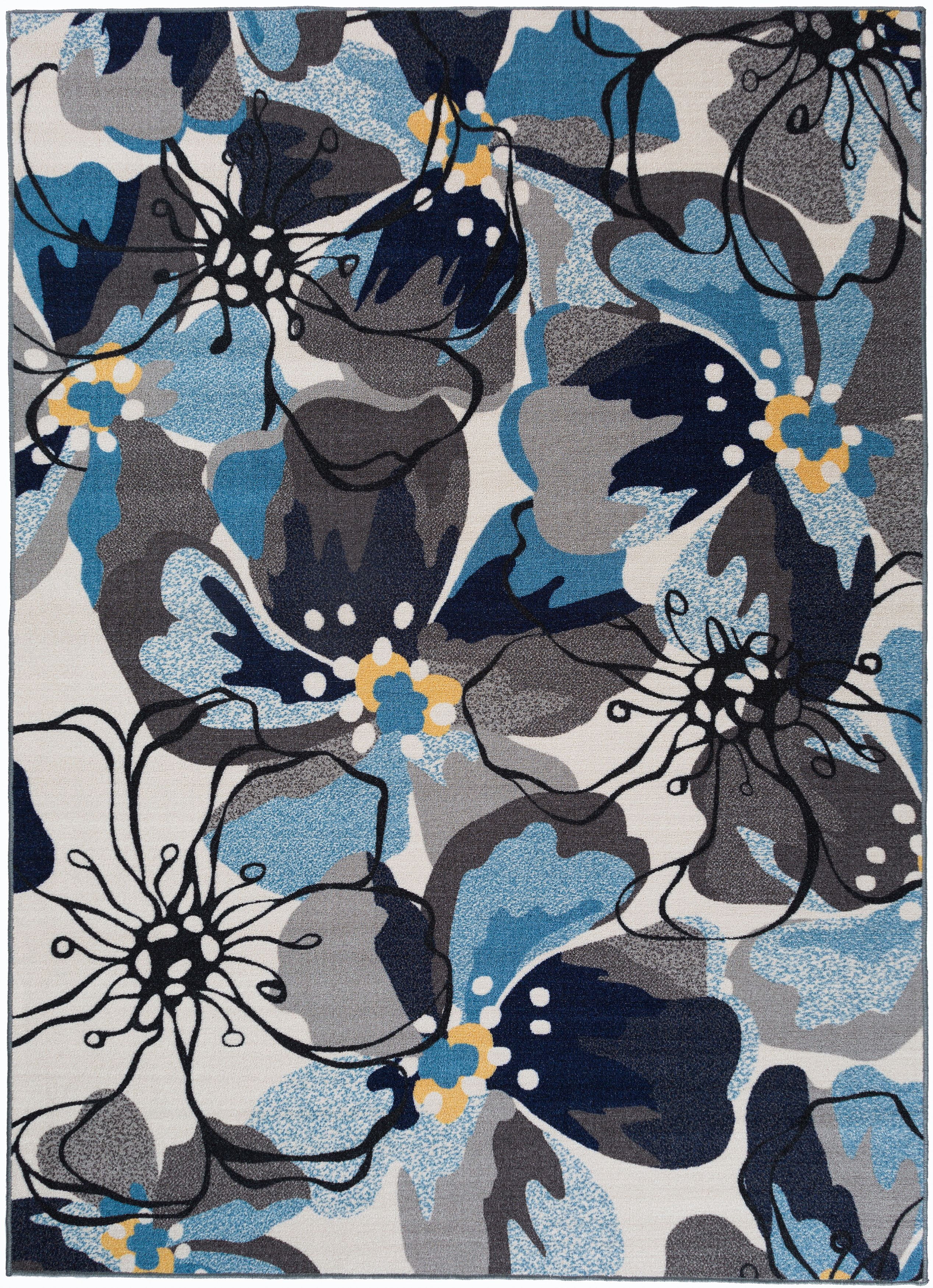 Gray Floral Tufted Reversible 8' x 10' Synthetic Area Rug