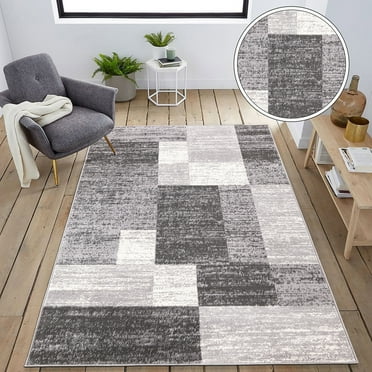 World Rug Gallery Modern Geometric Boxes Area Rug - Gray 5' x 7'