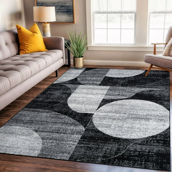 World Rug Gallery Modern Geometric Design Area Rug - BLACK 5' X 7'