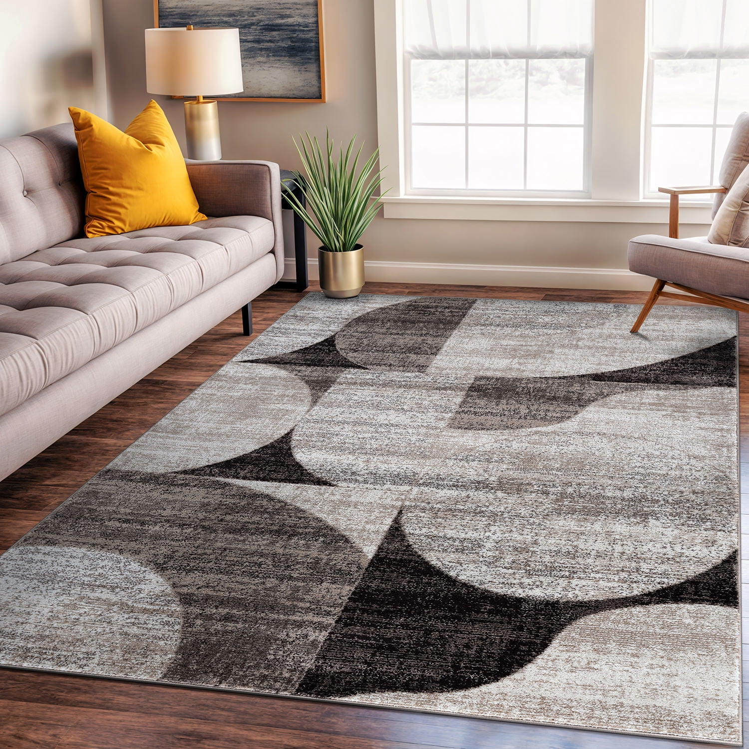 World Rug Gallery Modern Geometric Design Area Rug - BROWN 7' 10