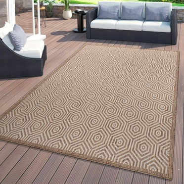 World Rug Gallery Modern Geometric Textured Flat Weave Indoor/Outdoor Area Rug - BROWN 5' X 7'