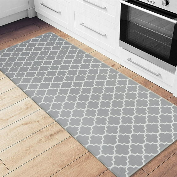 World Rug Gallery  Modern Trellis Pattern Anti Fatigue Standing Mat Gray 18" x 47" 3' x 5', 2' x 3', 6' Runner