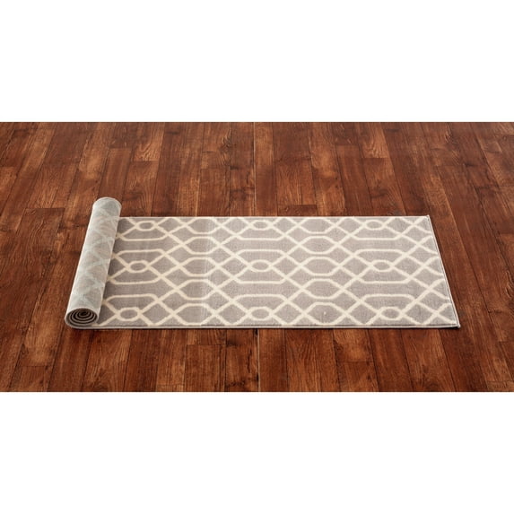 World Rug Gallery Modern Trellis Pattern Area Rug Grey,Brown 2' x 7' 2" 6' Runner,8' Runner Indoor,Runner Bedroom,Entryway,Kitchen Runner,Rectangle