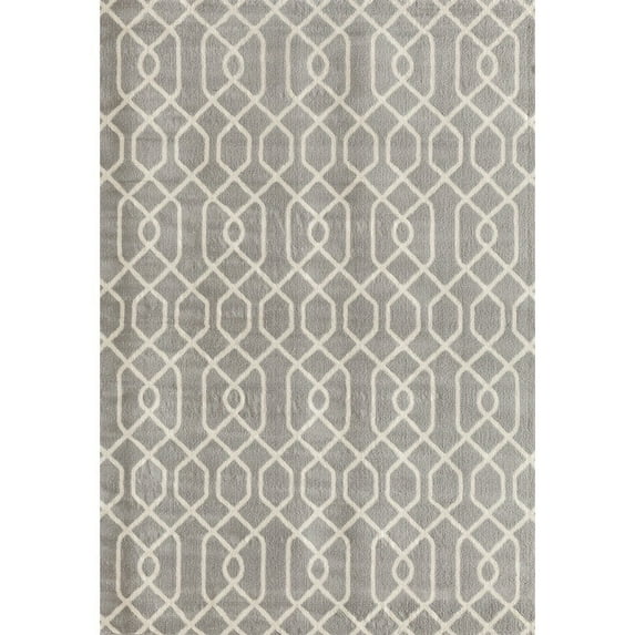 World Rug Gallery Modern Trellis Pattern Area Rug Grey 7'6" x 9'5" 8' x 10', 7' x 9' Indoor Living Room, Bedroom, Dining Room Rectangle Transitional,
