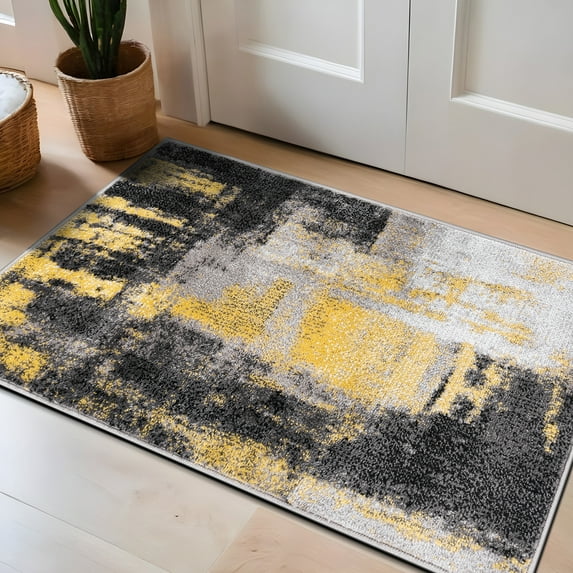 World Rug Gallery Modern Watercolor Abstract Design Area Rug - YELLOW 2'x3'