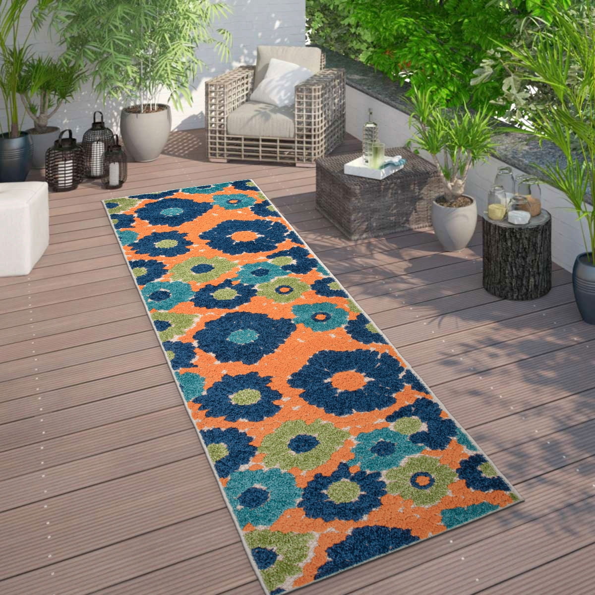 World Rug Gallery Palermo Modern Floral Indoor/Outdoor Area Rug Multi 2 ...