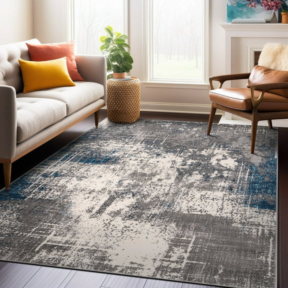 World Rug Gallery Perugia Modern Abstract Area Rug - Blue 3'3"x5'