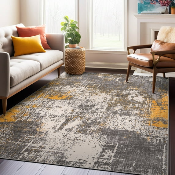 World Rug Gallery Perugia Modern Abstract Area Rug - Yellow 5'x7'