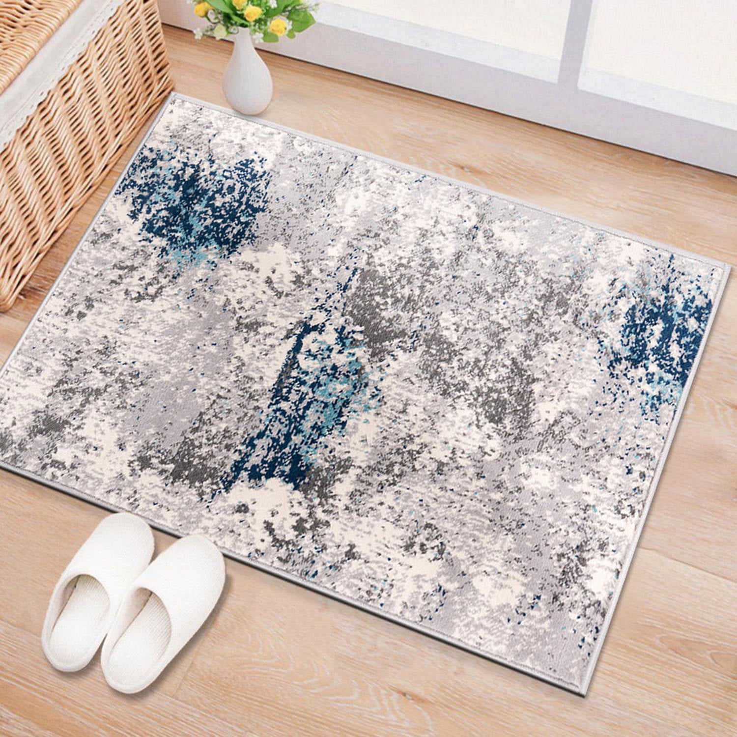 World Rug Gallery Prague Distressed Abstract Area Rug - Blue 2'x3 ...