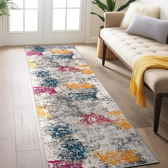 World Rug Gallery Prague Distressed Abstract Area Rug - Multi 2'x7'