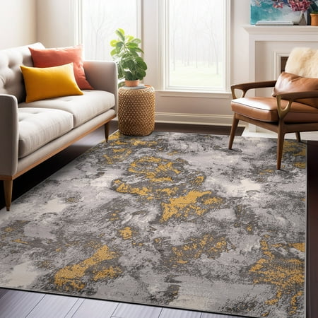 World Rug Gallery Rio Modern Abstract Area Rug - Yellow 3'3"x5'