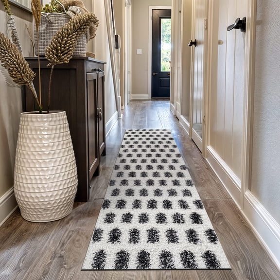 World Rug Gallery Scandinavian Arrow Shag Rug – Modern Look – Anthracite Dark Gray – Easy Maintenance - ANTHRACITE 2'3"x12'