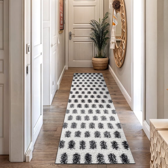 World Rug Gallery Scandinavian Arrow Shag Rug – Modern Look – Anthracite Dark Gray – Easy Maintenance - ANTHRACITE 2'3"x8'