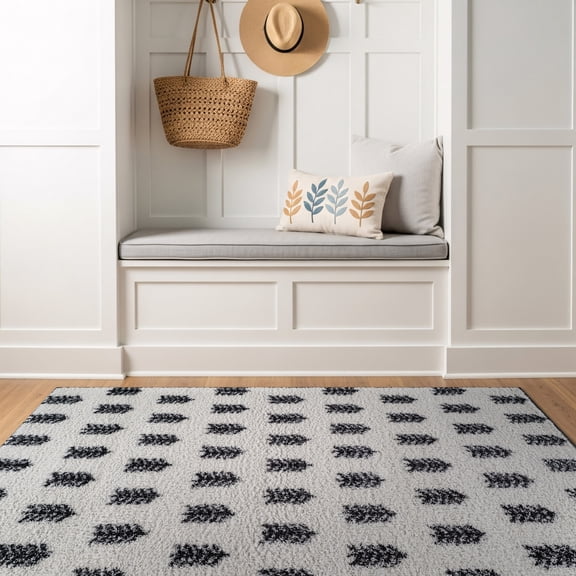 World Rug Gallery Scandinavian Arrow Shag Rug – Modern Look – Anthracite Dark Gray – Easy Maintenance - ANTHRACITE 4'x6'