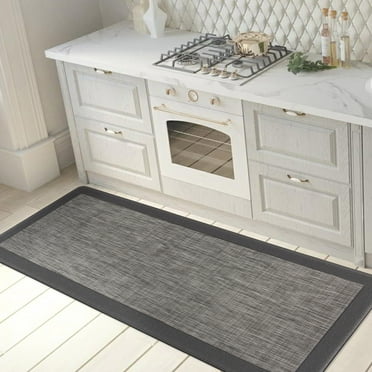 World Rug Gallery Textline Bordered Anti-Fatigue Standing Mat - Gray 18"x47"