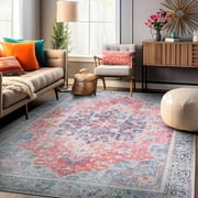 World Rug Gallery Traditional Distressed Vintage Machine Washbale Multi 5'x7' Multi Area Rug