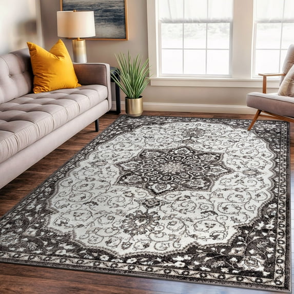 World Rug Gallery Traditional Medallion Area Rug - BROWN 7' 10" x 10'
