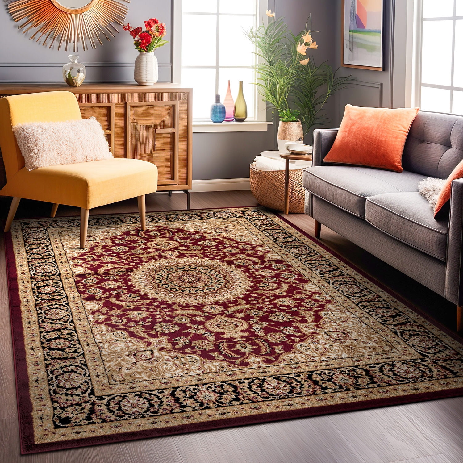 KANADEMONO ラグ　Chic Medallion Blue Rug KANADEMONO ラグ Chic Medallion Blue Rug Botanical Medallion