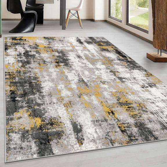 World Rug Gallery Tralee Modern Abstract Area Rug - YELLOW 3' 3" X 5'